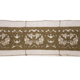 Olive Brown and Beige Abstract Floral Embroidered Lace Trim - 7"