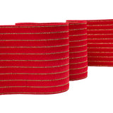 Red and Metallic Gold Striped Elastic Trim - 3"