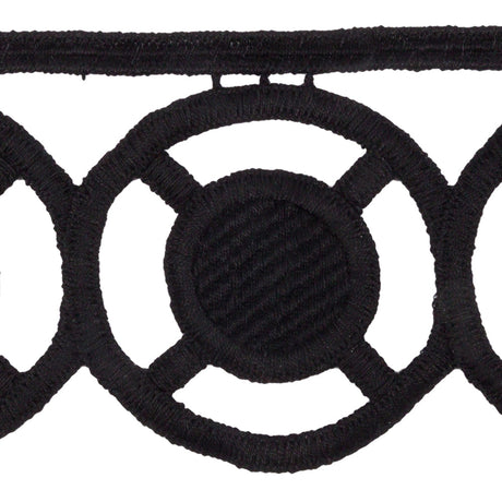 Black Big Circles Venise Lace Trim - 2.5"