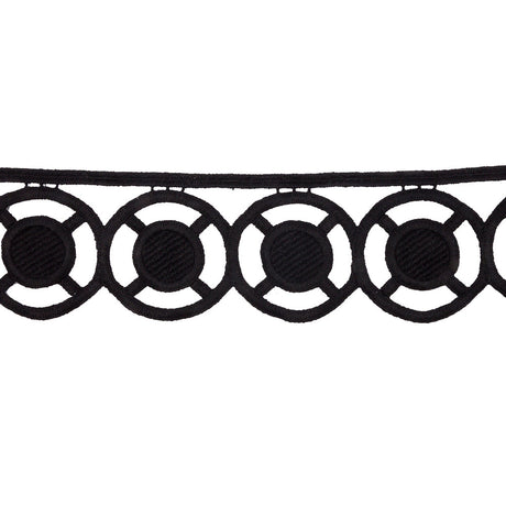 Black Big Circles Venise Lace Trim - 2.5"