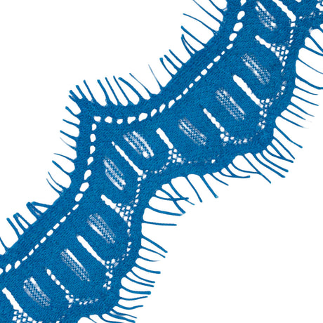 Blue Scalloped Lace Trim with Eyelash Fringe - 1.875"