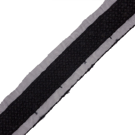 Black Little Circles Wool Embroidered Lace Trim on Mesh Ground - 1.375"