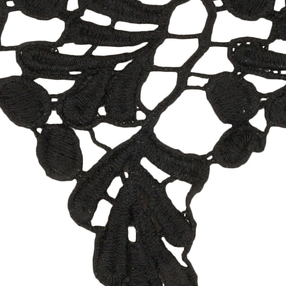Black Leaves and Berries Lace Trim - 5"