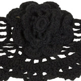 Black 3D Flowers Scalloped Crochet Lace Trim - 3.25"