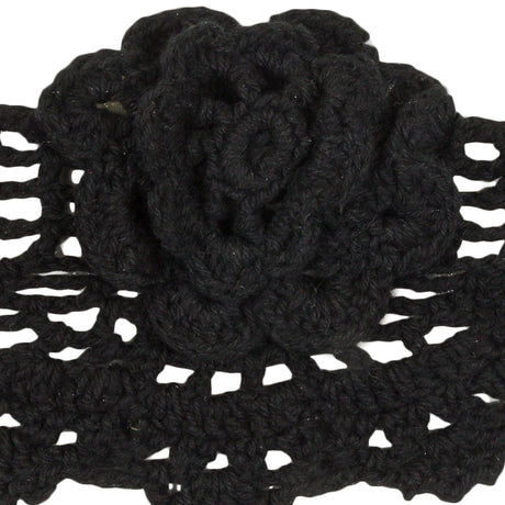 Black 3D Flowers Scalloped Crochet Lace Trim - 3.25"