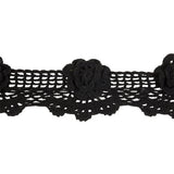 Black 3D Flowers Scalloped Crochet Lace Trim - 3.25"