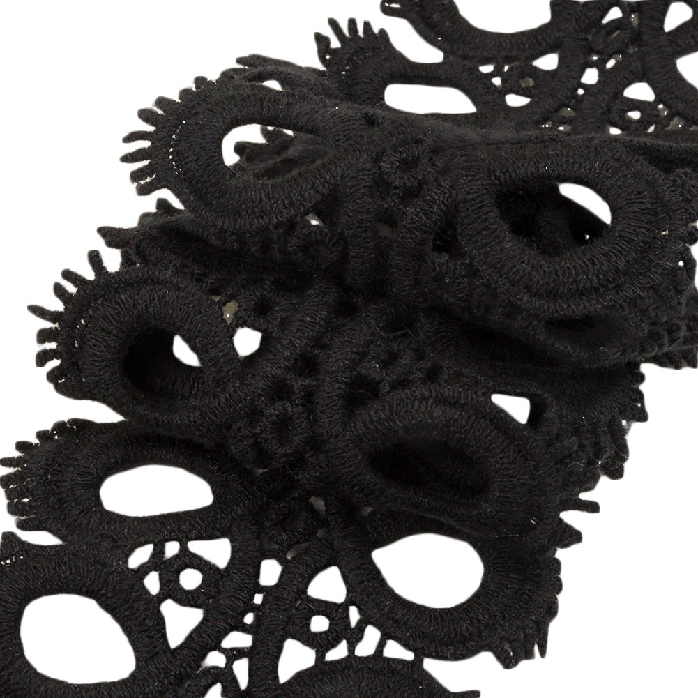 Black Circles and Loop de Loops Lace Trim - 3"