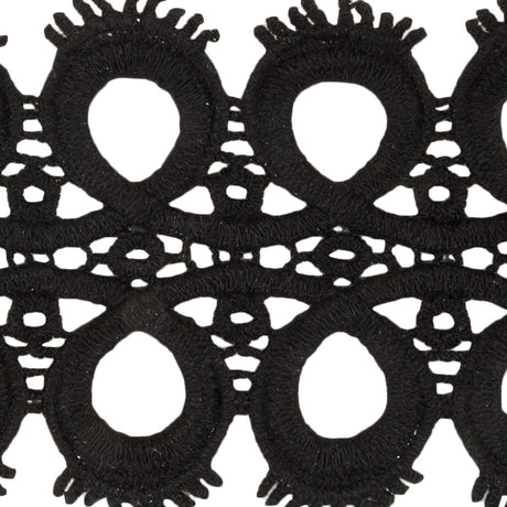 Black Circles and Loop de Loops Lace Trim - 3"