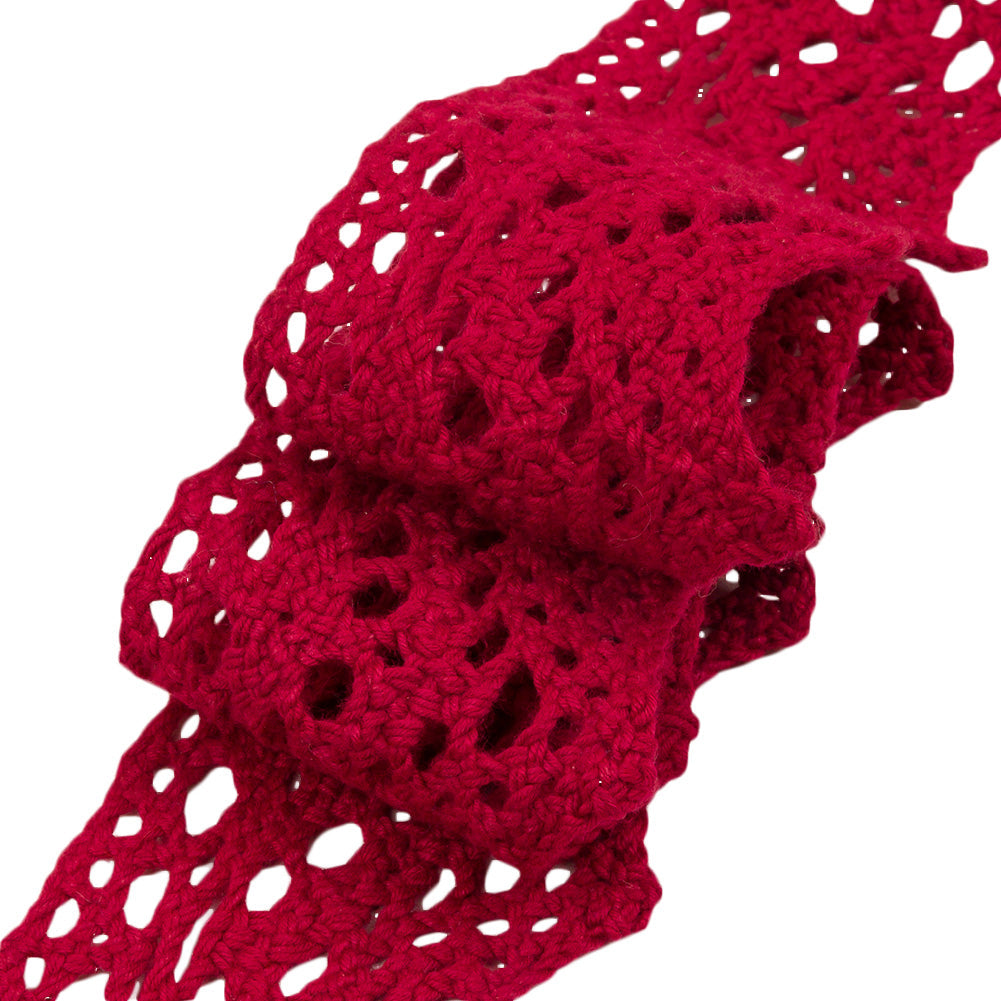 Cranberry Picot Arches and Zig Zags Crochet Lace Trim - 1.875"