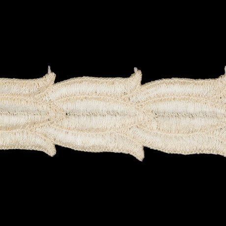 Ivory and White Two-Tone Tulip Chain Embroidered Trim - 1"