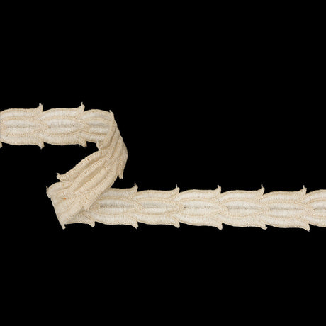 Ivory and White Two-Tone Tulip Chain Embroidered Trim - 1"