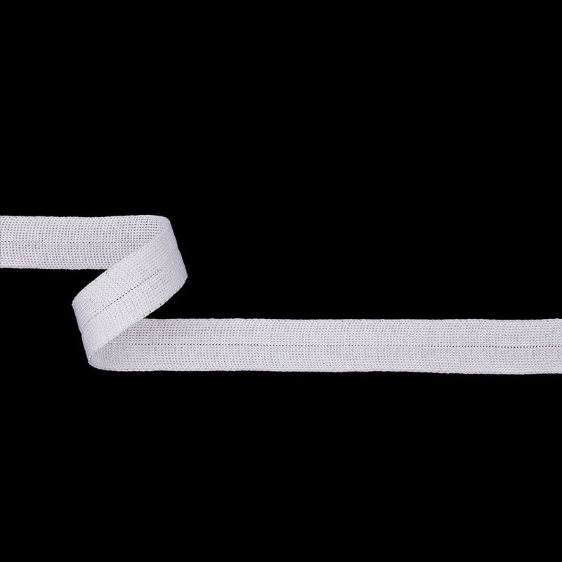White Cotton Knit Foldover Trim - 0.875"