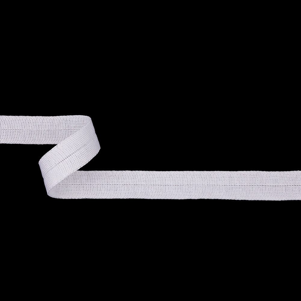 White Cotton Knit Foldover Trim - 0.875"