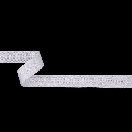 White Cotton Knit Foldover Trim - 0.875"
