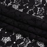 Shimmering Black Floral Stretch Lace Trim with Scalloped Edges - 11.25"