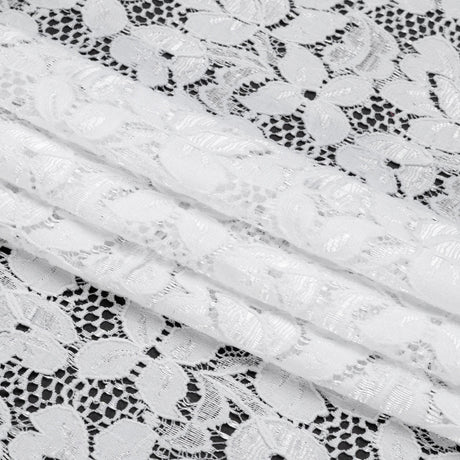 Shimmering White Floral Stretch Lace Trim with Scalloped Edges - 11.25"
