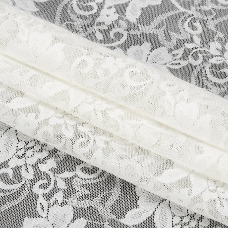 White Floral Stretch Lace Trim with Scalloped Edge - 10.75"