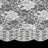White Floral Stretch Lace Trim with Scalloped Edge - 10.75"