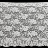 White Floral Stretch Lace Trim with Scalloped Edge - 10.75"