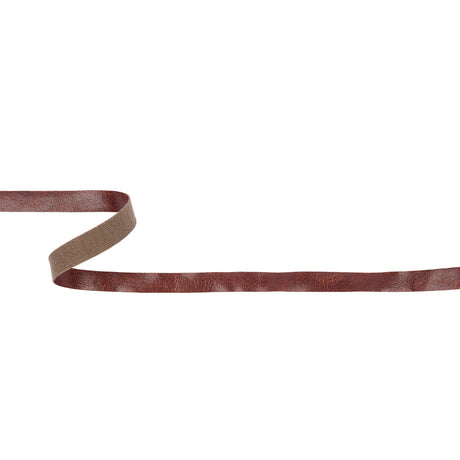 Brown Textured Faux Leather Tape Trim with Knit Back - 0.375"
