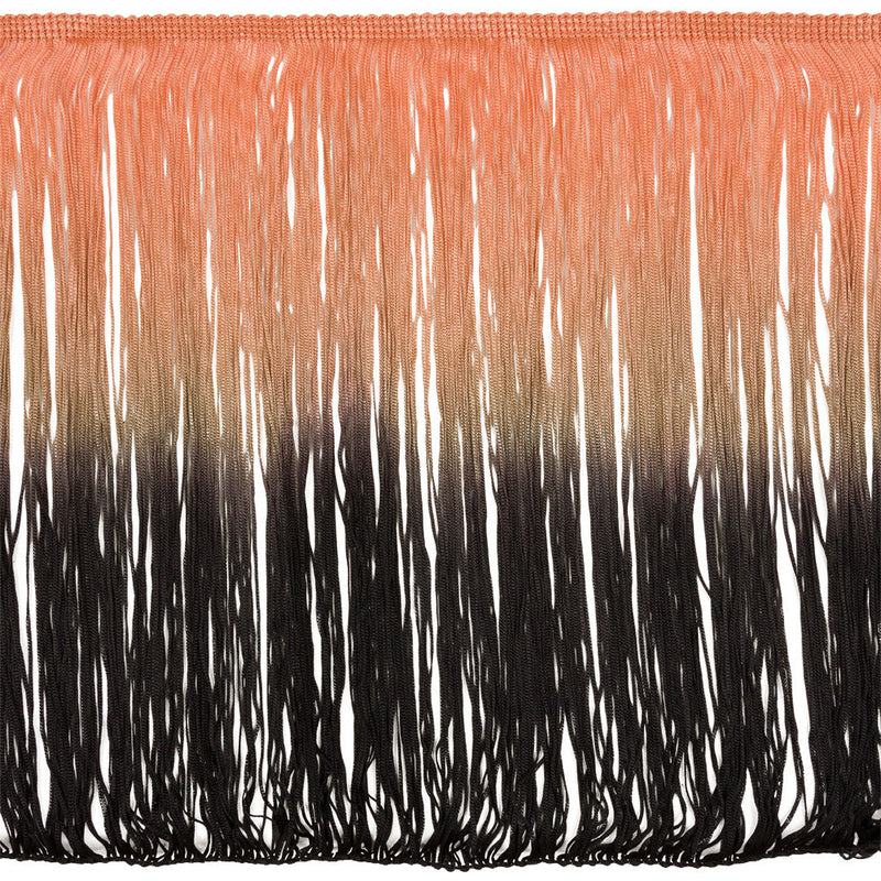 Peach and Black Ombre Chainette Fringe Trim - 12.25"