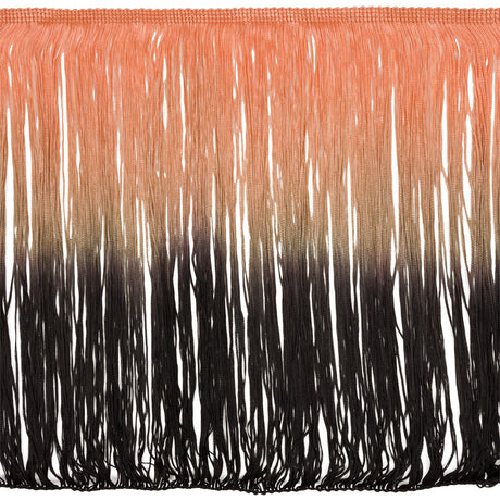 Peach and Black Ombre Chainette Fringe Trim - 12.25"