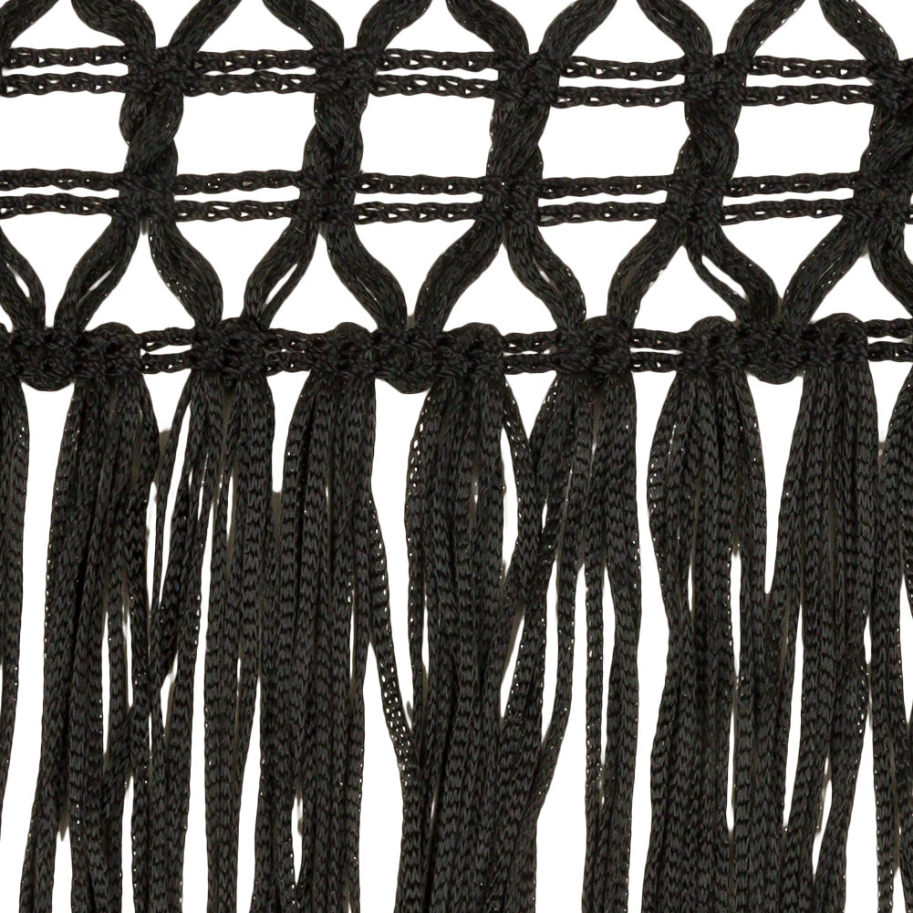 Black Lace Top Chainette Fringe - 4"