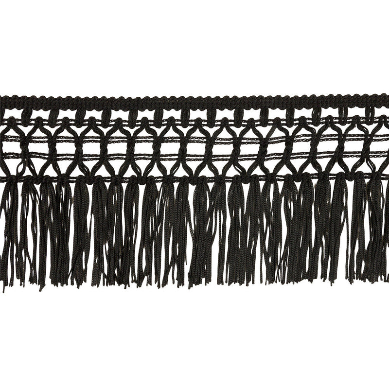Black Lace Top Chainette Fringe - 4"