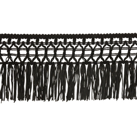 Black Lace Top Chainette Fringe - 4"