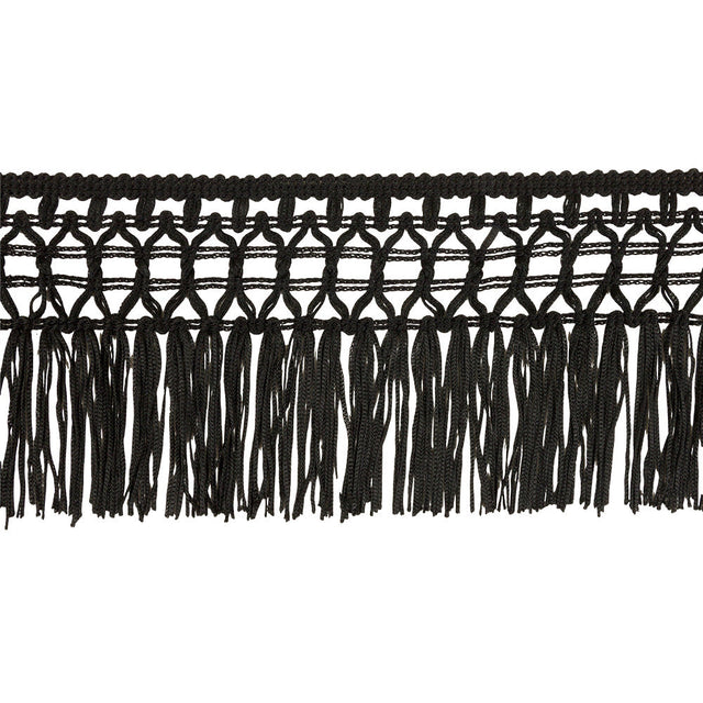 Black Lace Top Chainette Fringe - 4"