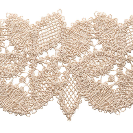 Beige Luminous Leaves Lace Trim - 2.75"