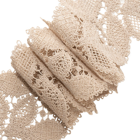 Beige Luminous Leaves Lace Trim - 2.75"