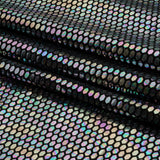 Black and Silver Oil Slick Hexagons Foiled Stretch Nylon Knit