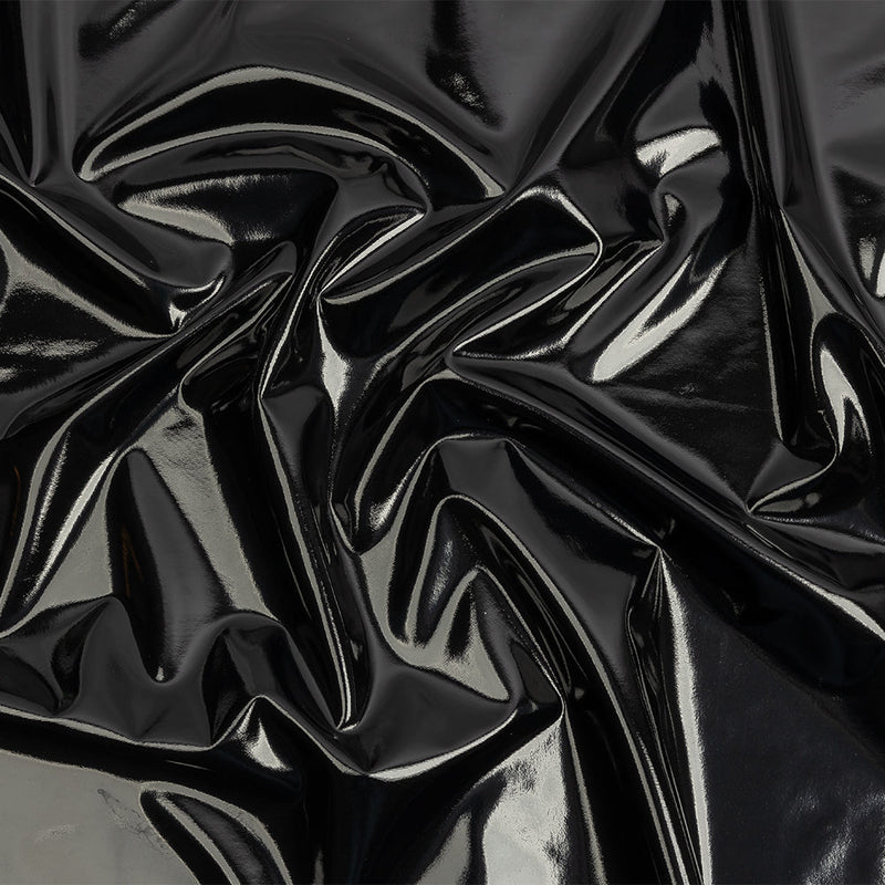 Black Stretch Faux Patent Leather