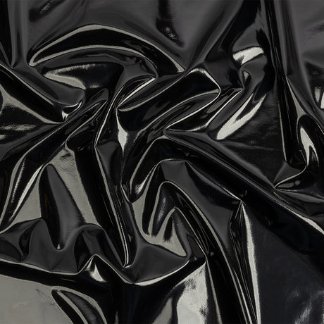Black Stretch Faux Patent Leather