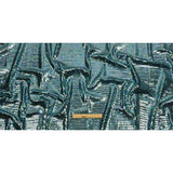 Blue Oil Slick and Black Squares Foiled Stretch Nylon Knit