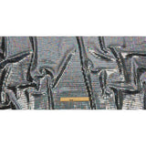 Silver Oil Slick and Black Squares Foiled Stretch Nylon Knit