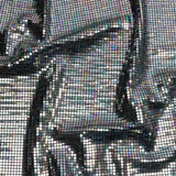 Silver Oil Slick and Black Squares Foiled Stretch Nylon Knit