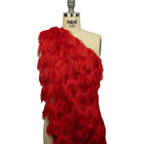 Tango Red Zig Zag Fringe Mesh