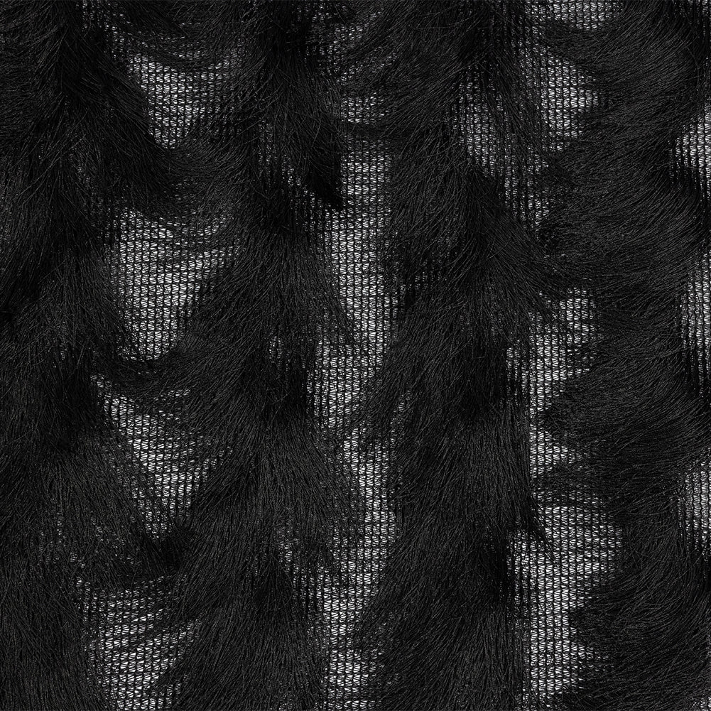 Black Zig Zag Fringe Mesh