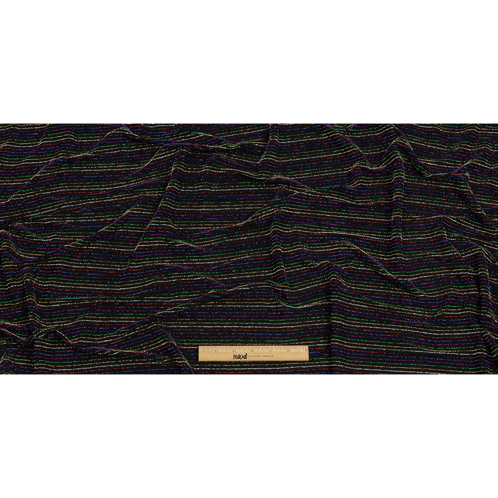 Black and Rainbow Striped Stretch Nylon Knit