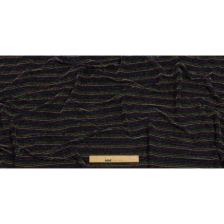 Black and Rainbow Striped Stretch Nylon Knit