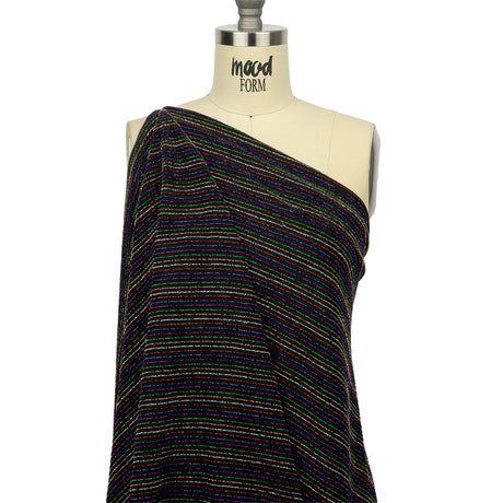 Black and Rainbow Striped Stretch Nylon Knit