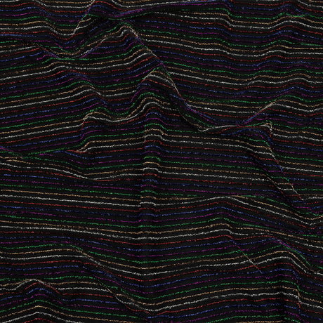 Black and Rainbow Striped Stretch Nylon Knit