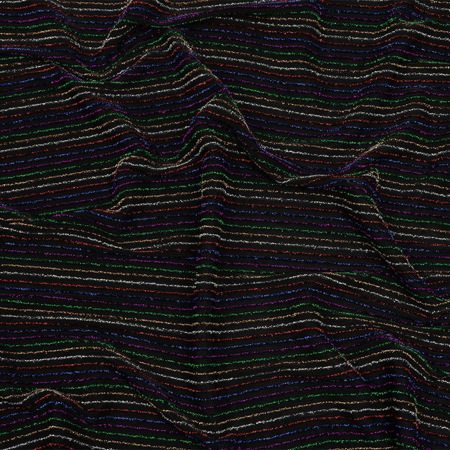 Black and Rainbow Striped Stretch Nylon Knit