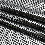 Black and Silver Hexagons Foiled Stretch Polyester Knit