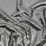 Black and Silver Hexagons Foiled Stretch Polyester Knit