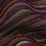 Pleated Polyester Knit - Pink, Silver and Gold Metallic Stripes