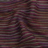 Pleated Polyester Knit - Pink, Silver and Gold Metallic Stripes