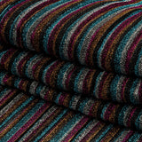 Pleated Polyester Knit - Turquoise, Pink and Silver Metallic Stripes